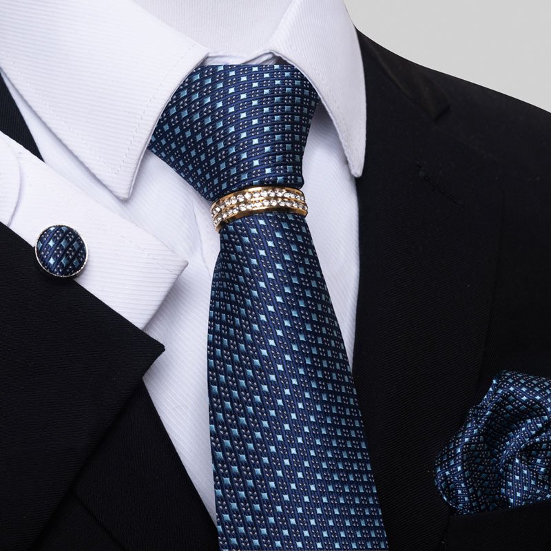 2022 New Designer low price Mens Luxury Wedding Ties For Silk Jacquard Woven Men Necktie Ring Cufflinks Hanky Set