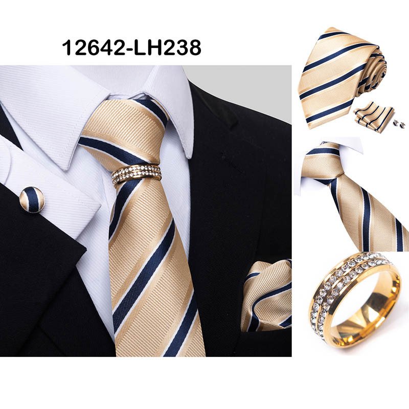 2022 New Designer low price Mens Luxury Wedding Ties For Silk Jacquard Woven Men Necktie Ring Cufflinks Hanky Set