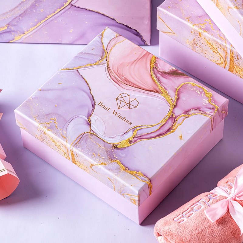 cosmetics gift box recyclable beauty packaging CustomTie Sets Lid And Base Bridesmaid Coffee Mug Boxes For Gift Sets With Ribbon