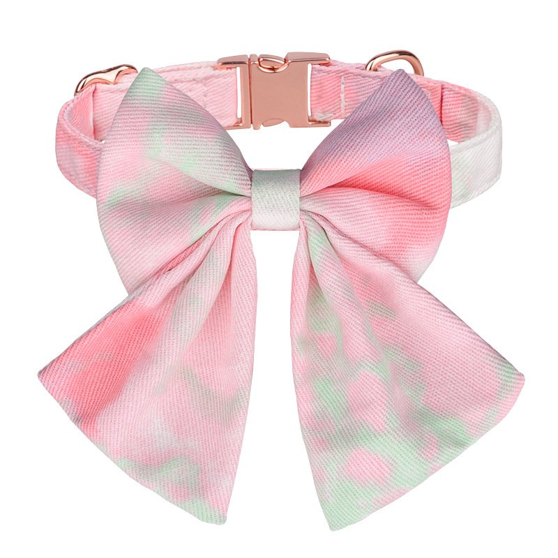 Adjustable Luxury Polyester Pet Collars with Alloy Buckle Bow Tie & Girl Boy Logo Printing for Wedding Parties & Gifts