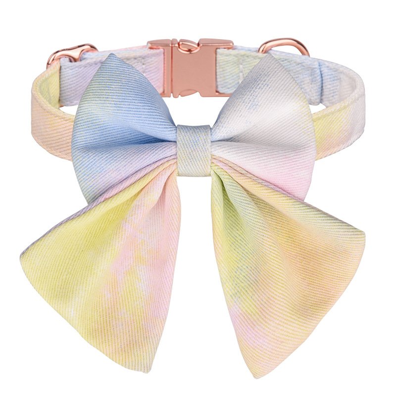 Adjustable Luxury Polyester Pet Collars with Alloy Buckle Bow Tie & Girl Boy Logo Printing for Wedding Parties & Gifts