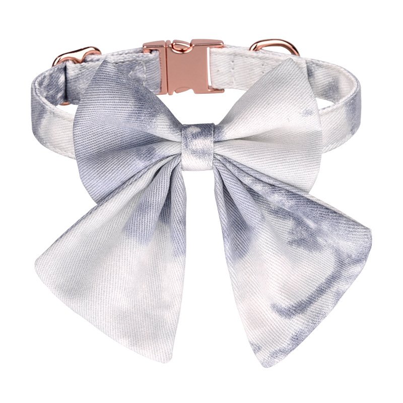 Adjustable Luxury Polyester Pet Collars with Alloy Buckle Bow Tie & Girl Boy Logo Printing for Wedding Parties & Gifts