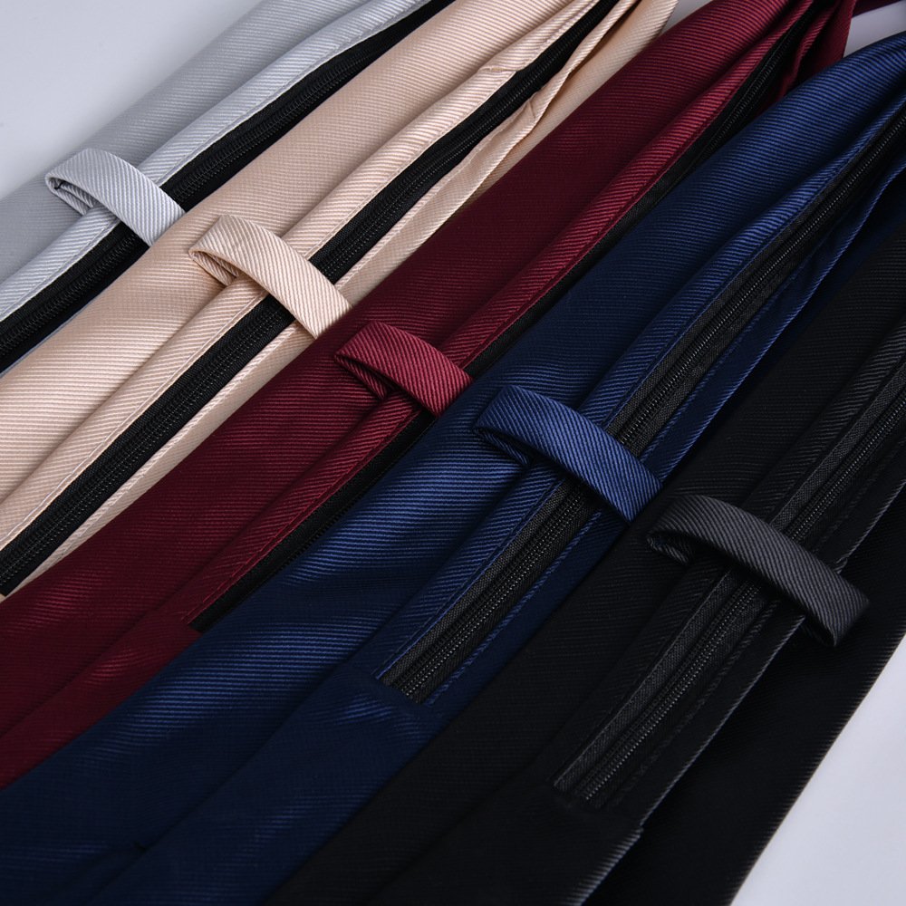 Tie Men's 8cm zipper Professional monochrome Executive security Business office navy blue easy to pull convenient