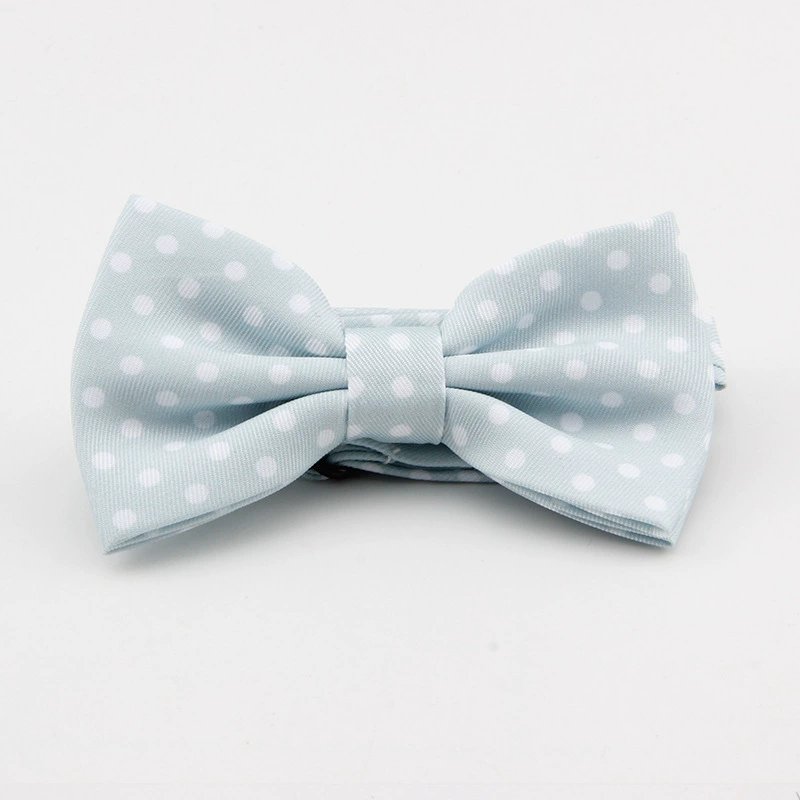 Polka dot pattern bow tie men's solid silver dot bow tie men's bow tie