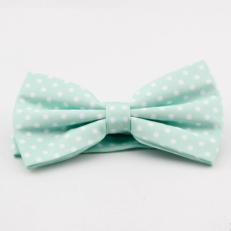 Polka dot pattern bow tie men's solid silver dot bow tie men's bow tie