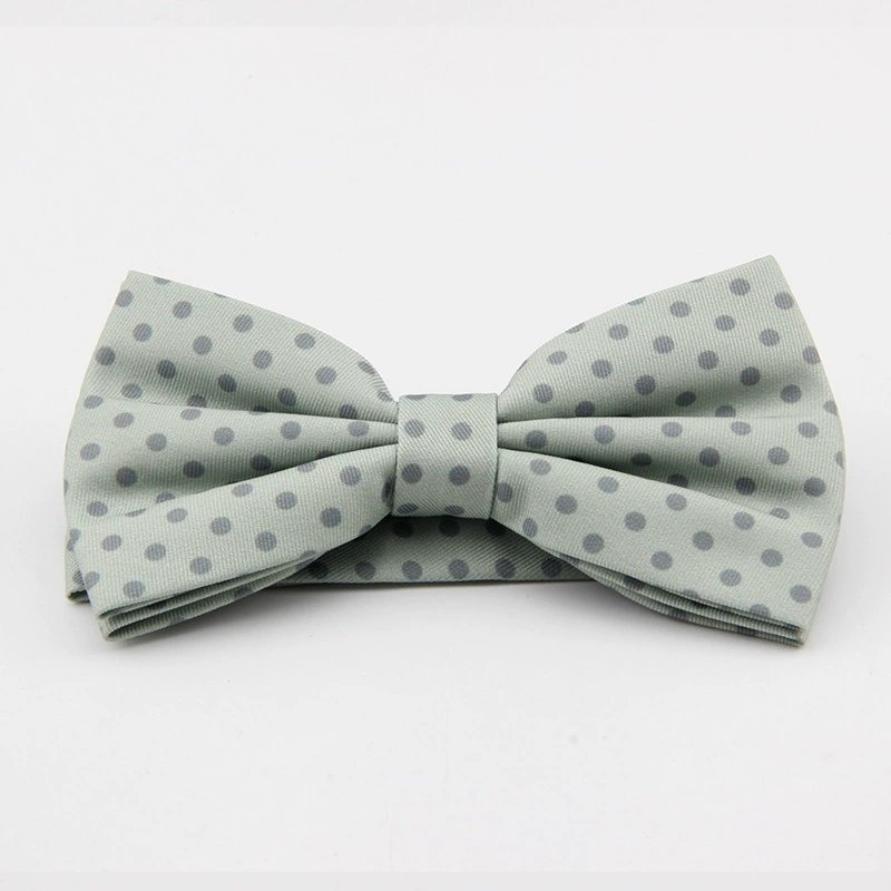 Polka dot pattern bow tie men's solid silver dot bow tie men's bow tie