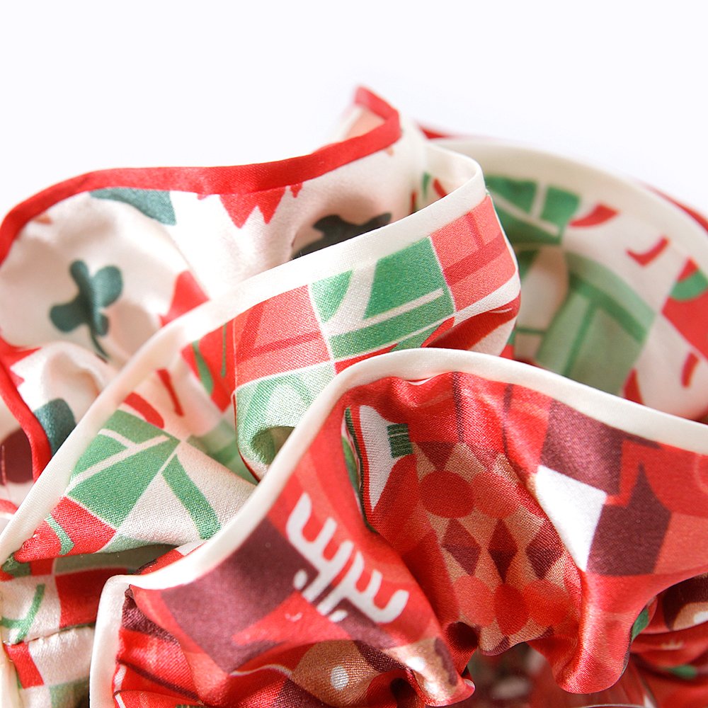 custom girls hair accessories Trend Hair Tie Silk Satin Scrunchy Band Large Printed 100% Elastic Silk Scrunchie