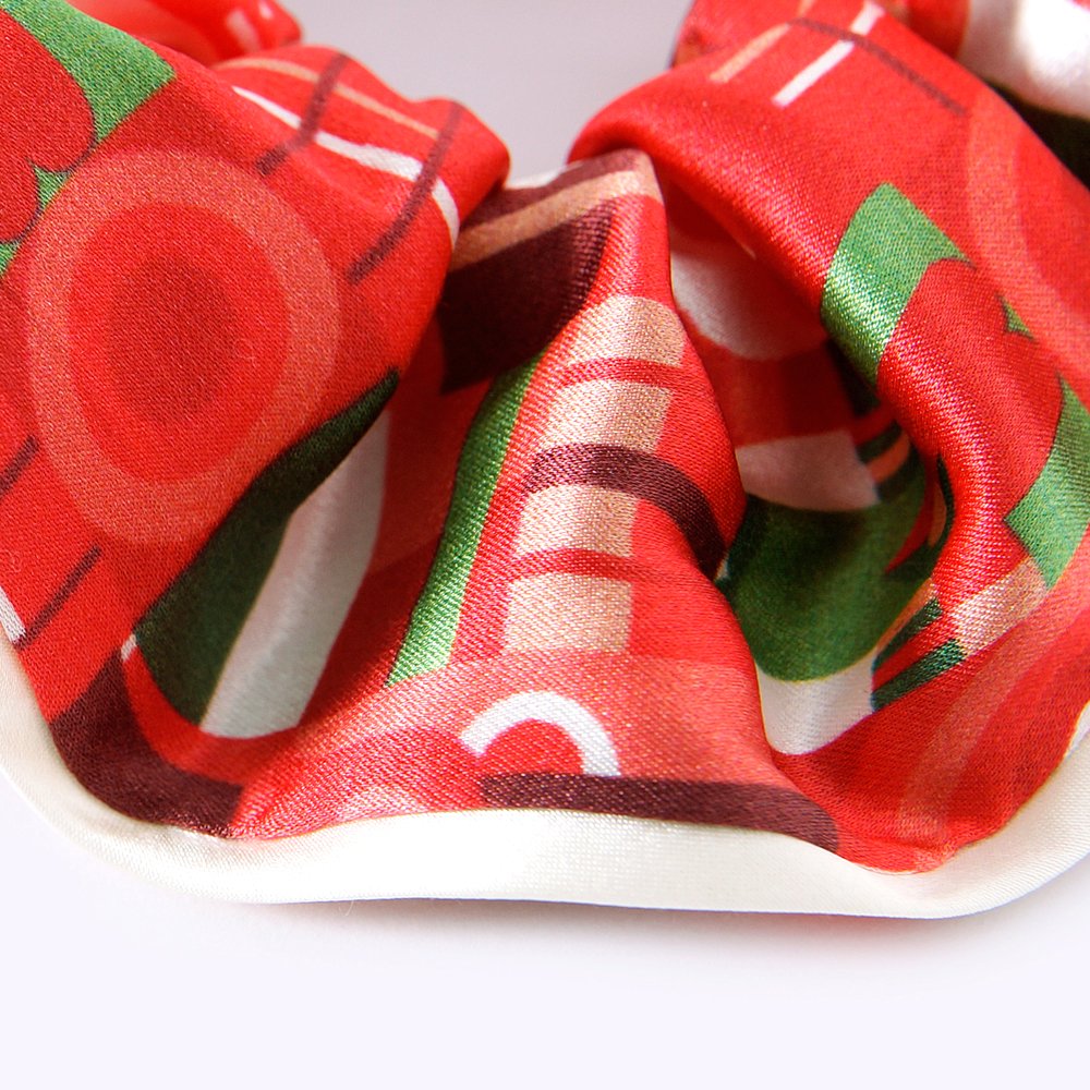custom girls hair accessories Trend Hair Tie Silk Satin Scrunchy Band Large Printed 100% Elastic Silk Scrunchie
