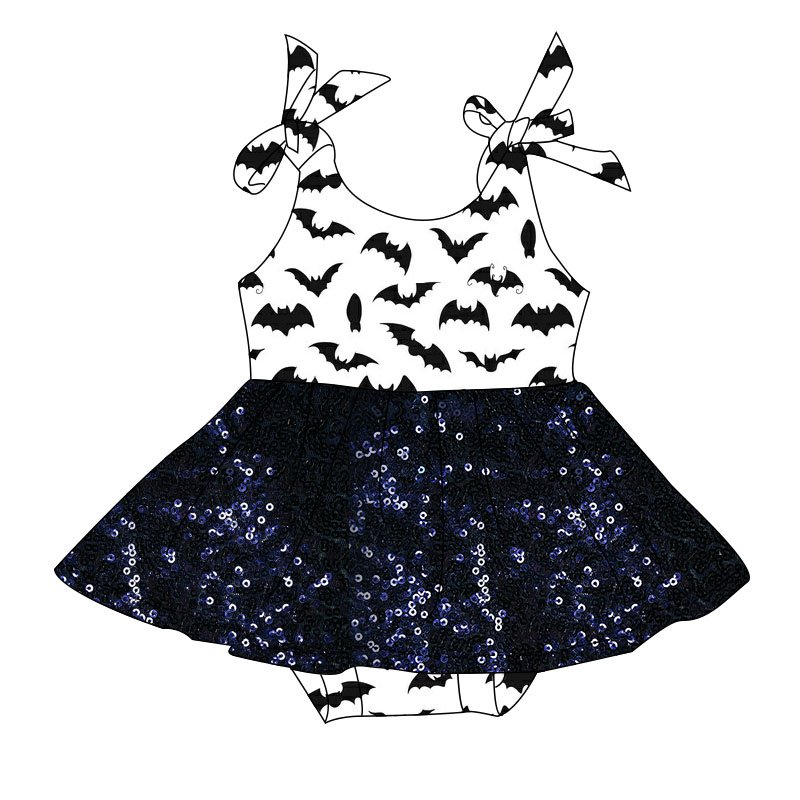 Custom OEM Fall Baby Girls Dress Milk Silk Fabric Sunflower Pumpkin Print Girls' Daily Fashionable Bow Tie Dress