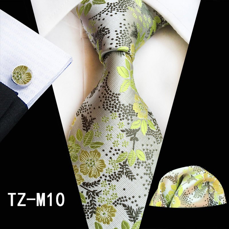 3pcs/set Polyester Tie Plum Blossom Paisley Men's Tie Pocket Scarf and Cufflink Set High Quality Wedding Tie