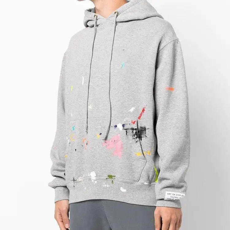 Ink Splash Print Custom Acid Wash Hoodie Y2K Zipper Full Zip Up Hoodie Puff Print 500gsm Plain Washed Oversized Hoodie For Men