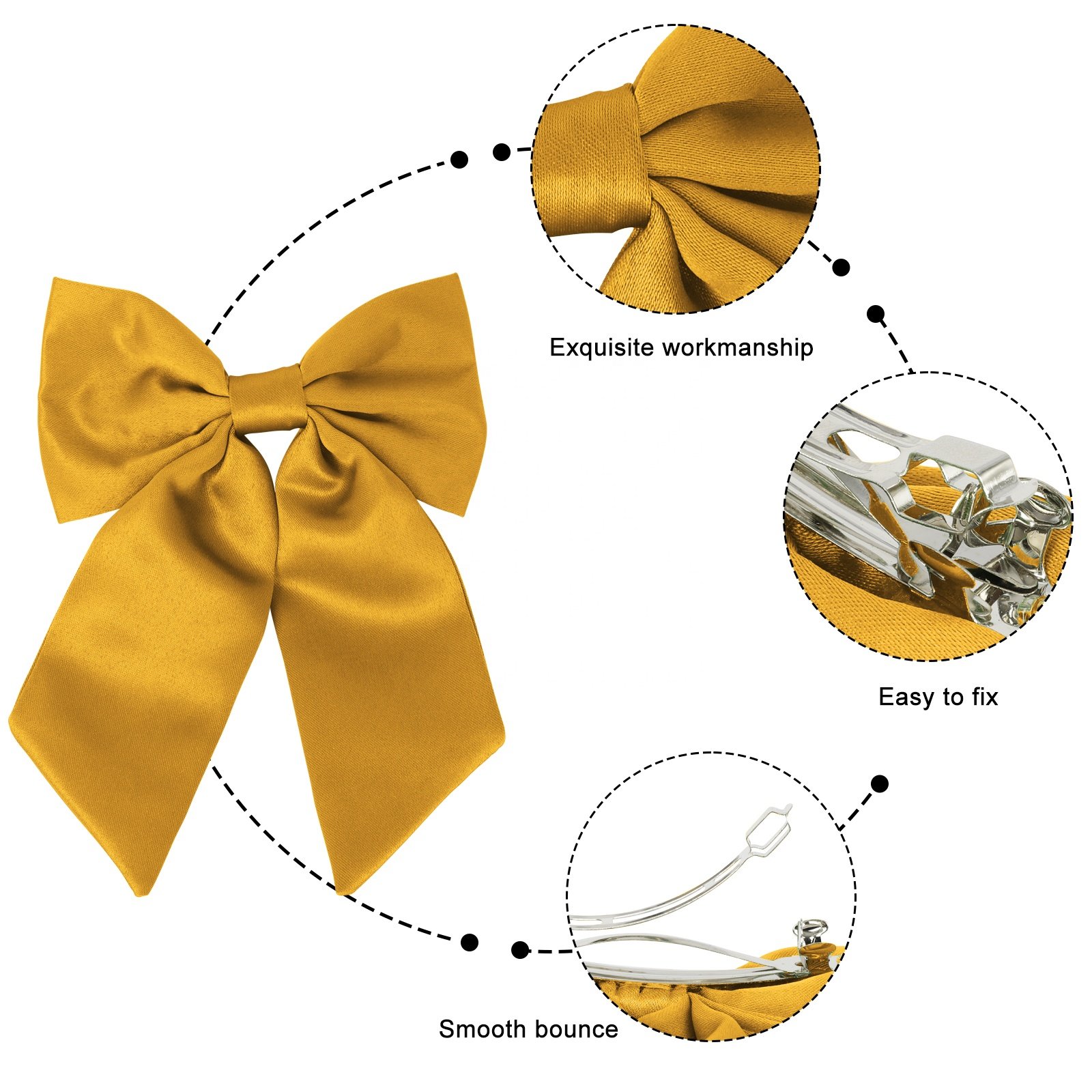 Polyester Satin Fabric Hair Clip Large Bow Spring Clip Hair Tie Solid Color French Barrette Handmade Girls Hair Accessories