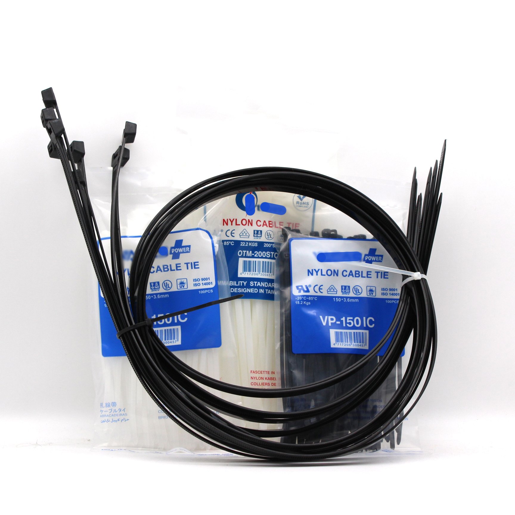 New Eco Customizable Self Locked Nylon Product 4.8*200mm Hot Sale Low Price Uv Black Nylon 66 Cable Tie Zip Wire Ties Strap