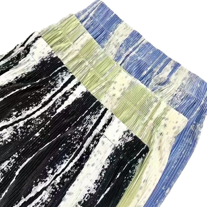 2021 Wholesale Women Girls Summer Cheap Tie Dye Utility Casual Elastic Waist Wide Leg Long Plazo Loose Pants with Pockets