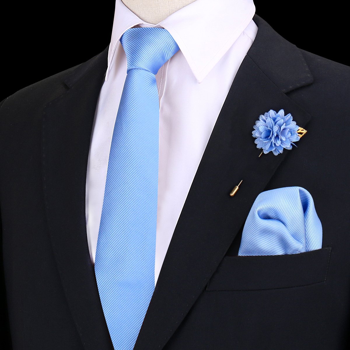 Fashion Silk Tie And Handkerchief Black Suit Red Tie Set For Men 3pcs Polyester Solid Necktie Men's Tie Set For Wedding