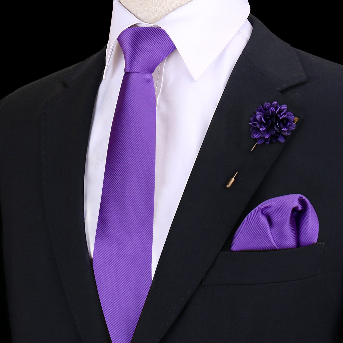 Fashion Silk Tie And Handkerchief Black Suit Red Tie Set For Men 3pcs Polyester Solid Necktie Men's Tie Set For Wedding
