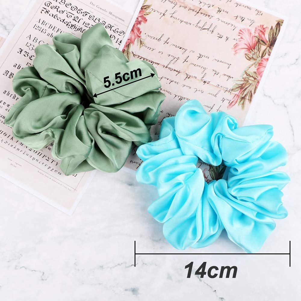 personalized logo Solid Color Elastic Hair Bands Large Oversized Hair Ties Satin silk scrunchies