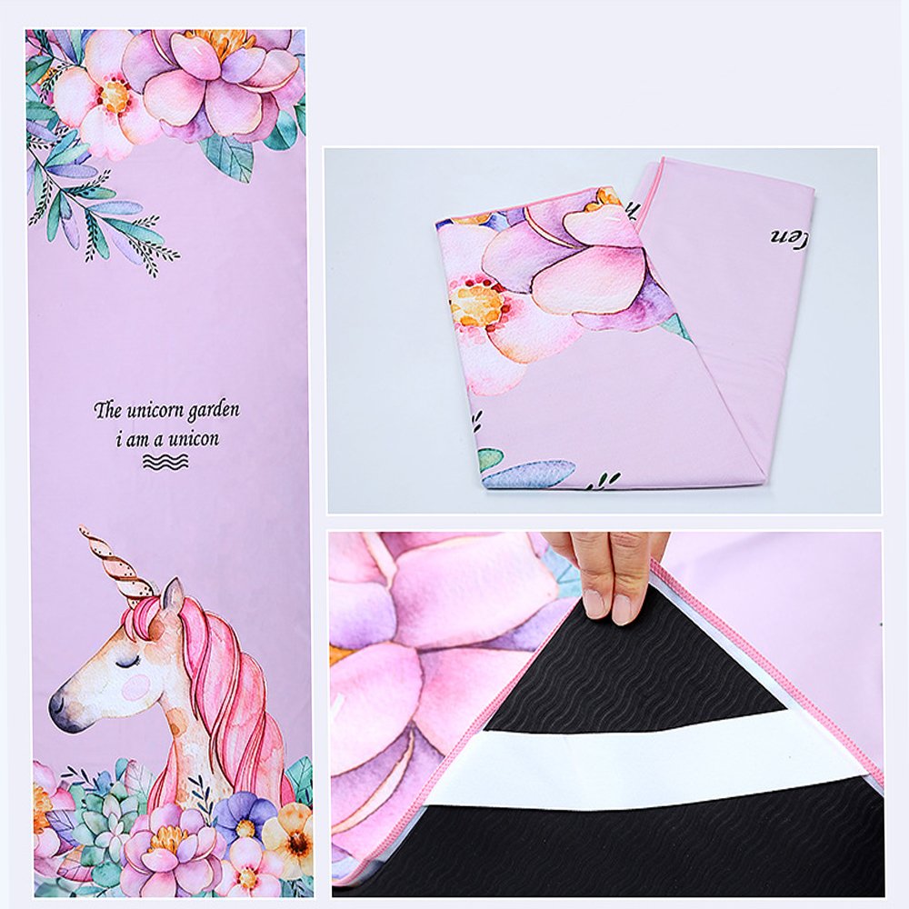 light weight sweat absorbent silicon pattern backing rpet suede non slip hot yoga mat towel with custom logo