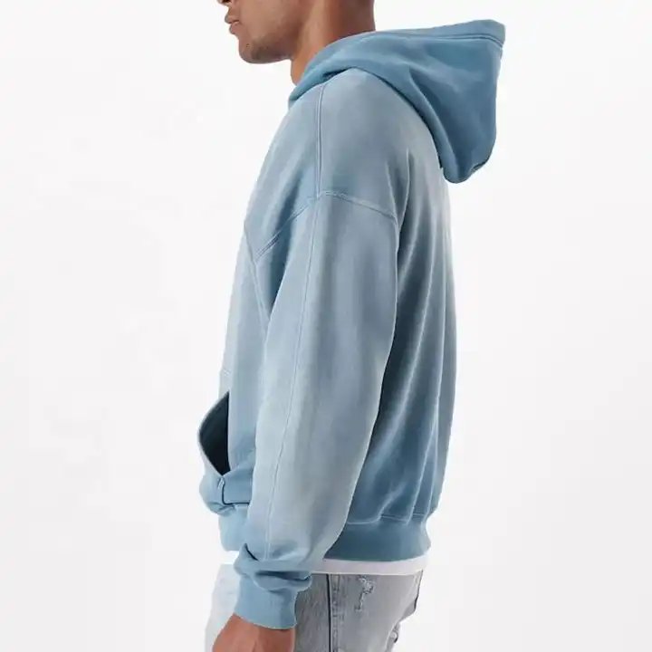 Drop shoulder faded kangaroo pocket men's hoodie hem ribbed gradual slim-fit men's hoodie 280gsm Acid wash tie dye men's hoodie