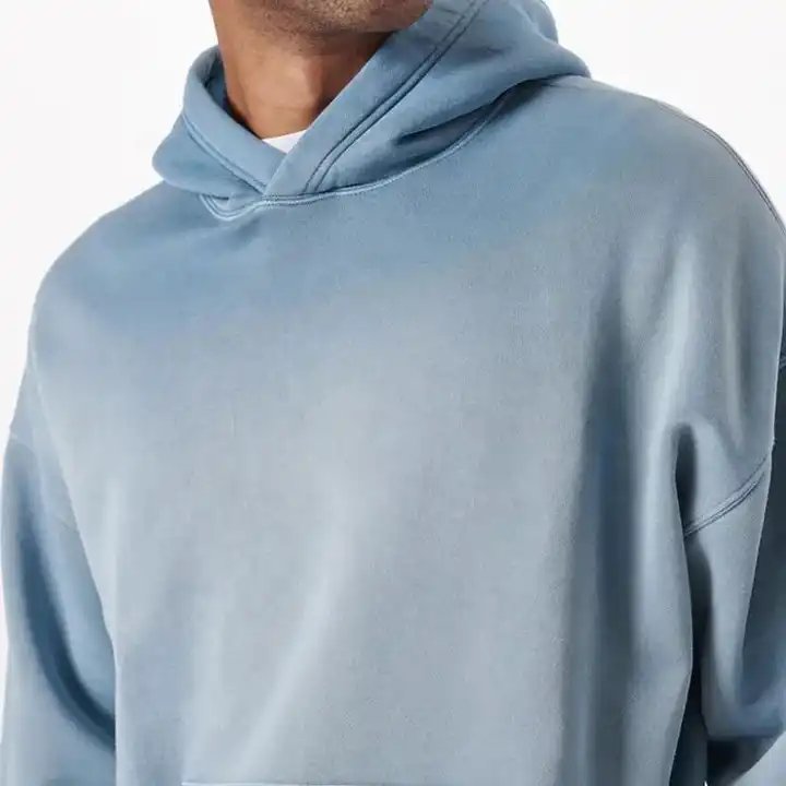 Drop shoulder faded kangaroo pocket men's hoodie hem ribbed gradual slim-fit men's hoodie 280gsm Acid wash tie dye men's hoodie