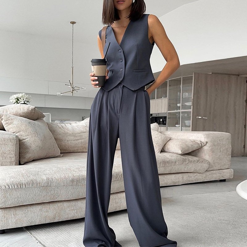 Spring summer ladies sets women casual suit sexy fashion vest tank top wide leg trousers pants two piece set women's clothing