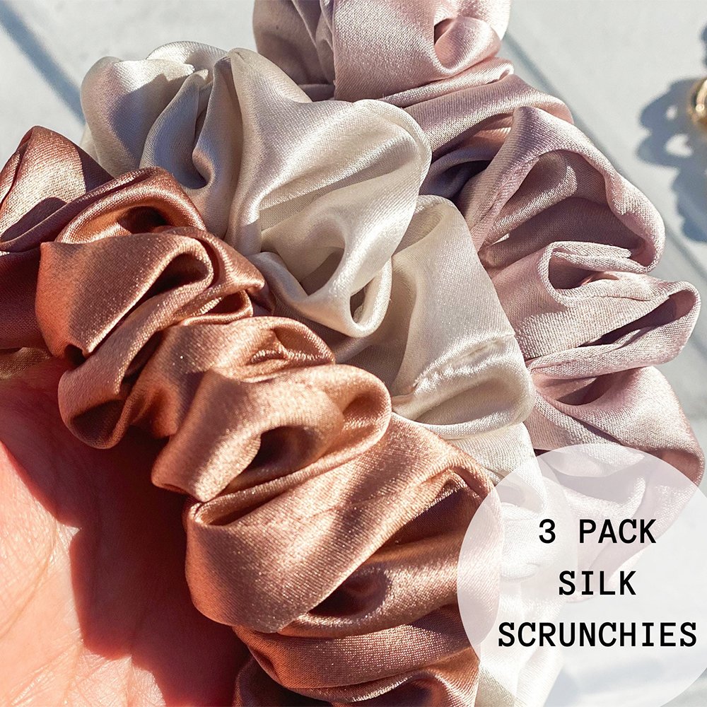 silk Hair Scrunchies Silk Elastic Hair Bands Skinny Ropes Ponytail Holder scrunchies hair ties for Women Girls