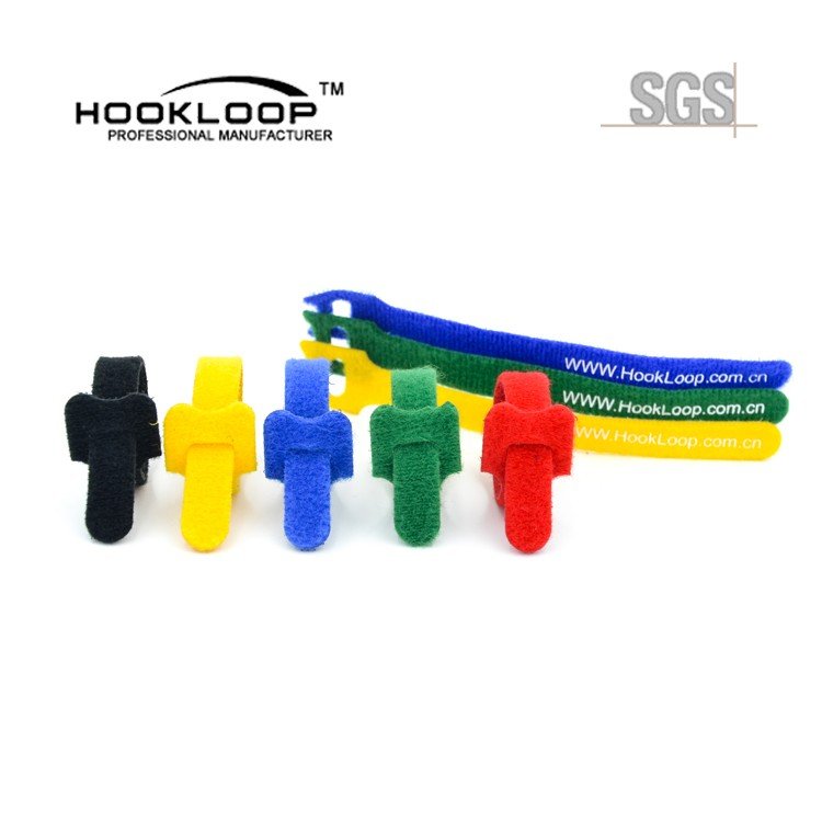 Custom size print logo Fastening Tape Reusable Wires Cords Management Organizer Double Side Hook and Loop cable tie Straps
