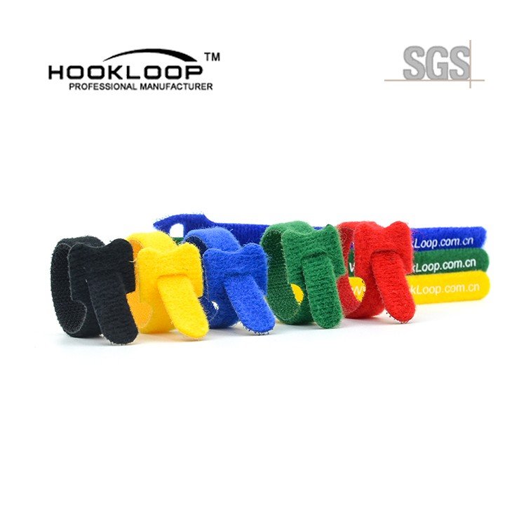 Custom size print logo Fastening Tape Reusable Wires Cords Management Organizer Double Side Hook and Loop cable tie Straps