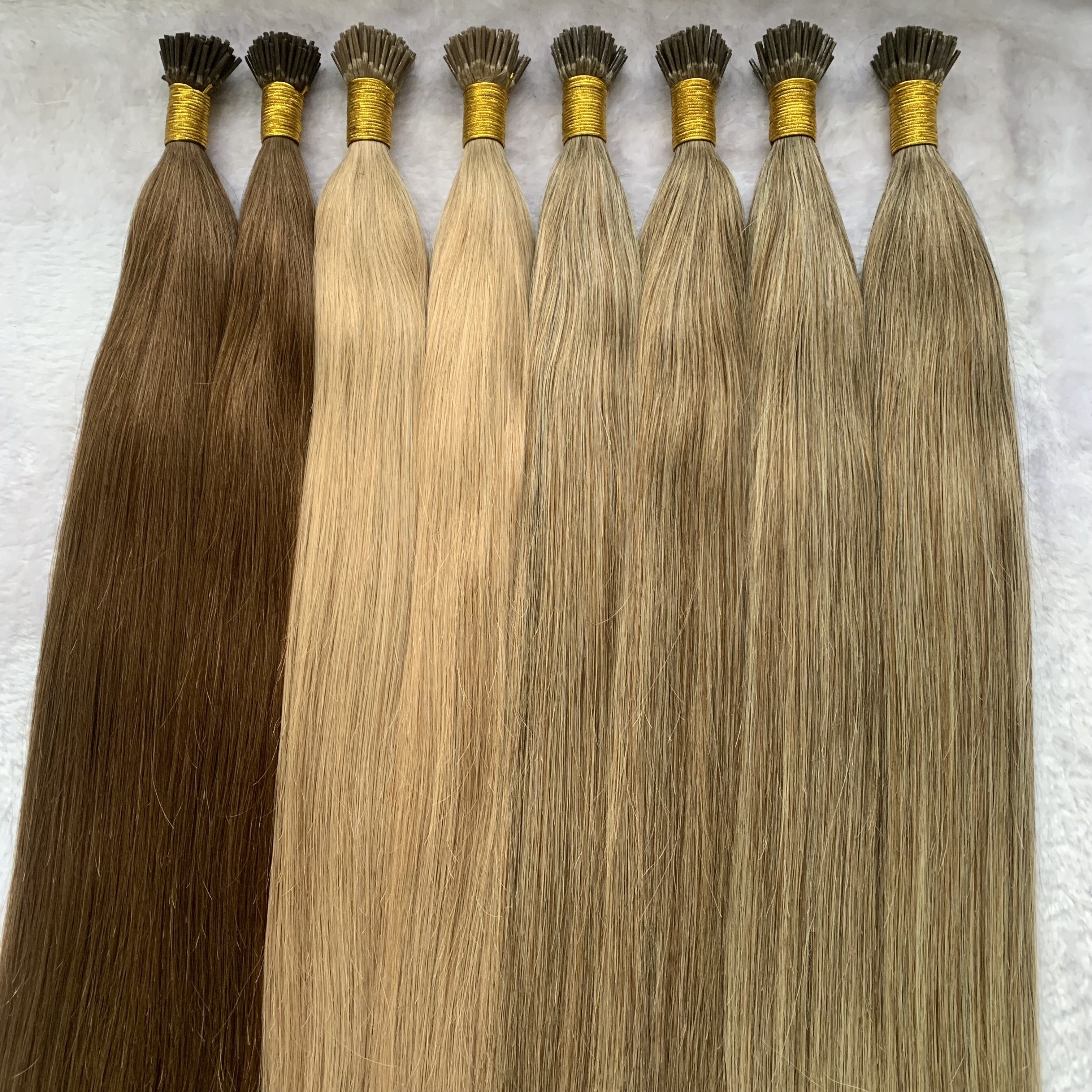 Wholesale Factory Price Fast Shipping Italian Keratin Pre Bonded I Tip Remy Human Hair Extensions Double Drawn Thick Ends Hair