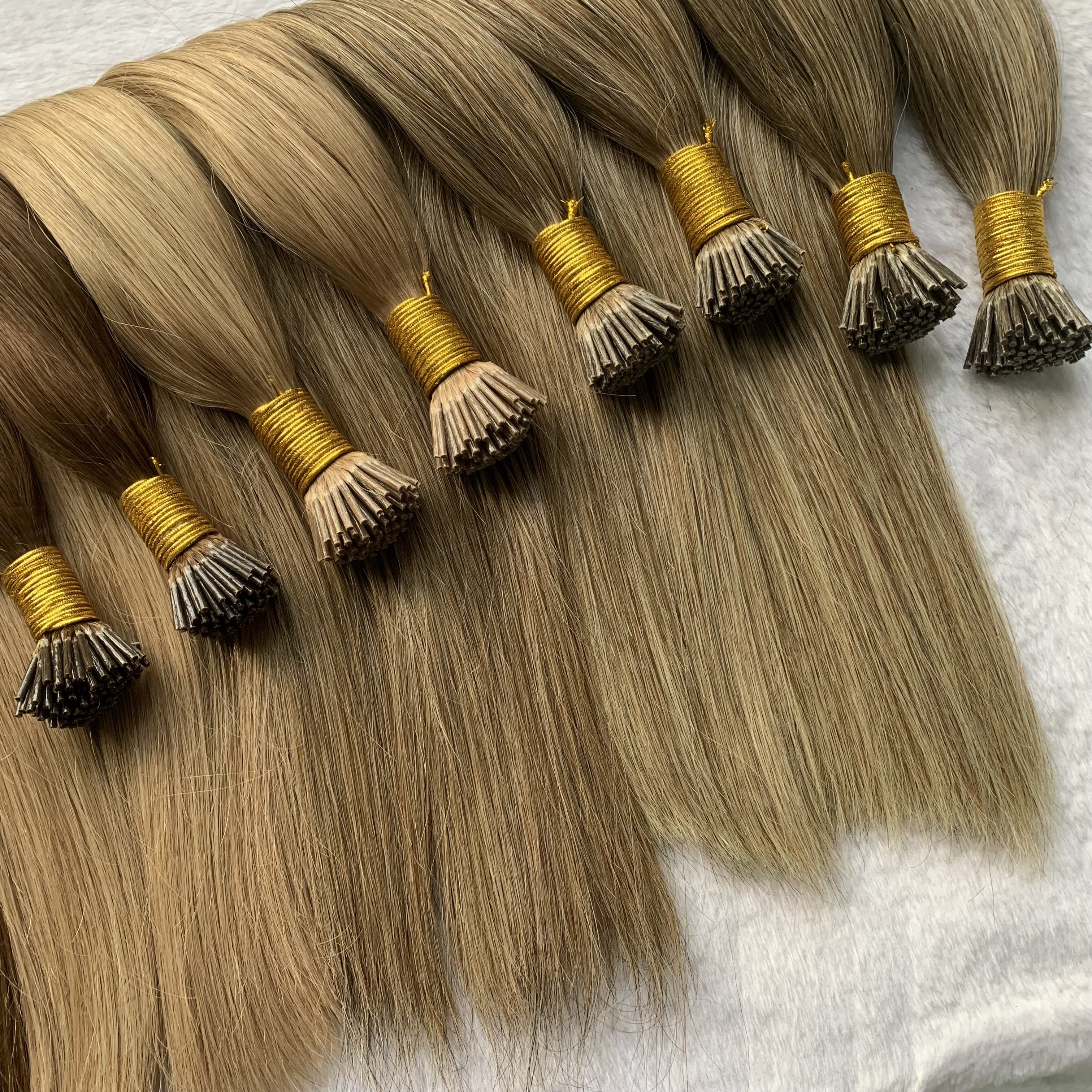 Wholesale Factory Price Fast Shipping Italian Keratin Pre Bonded I Tip Remy Human Hair Extensions Double Drawn Thick Ends Hair