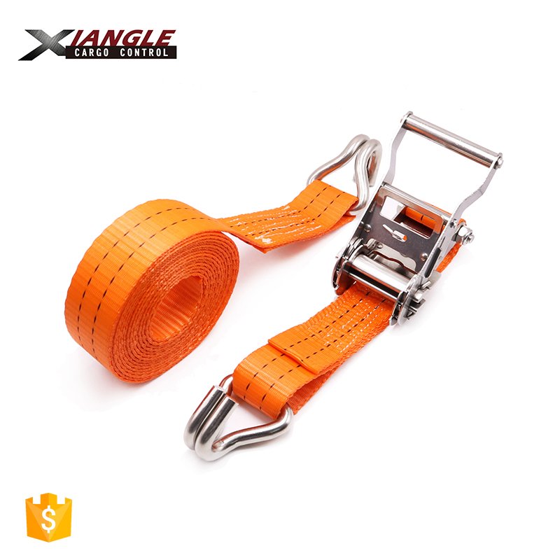 1.5''38mm 2000kgs Stainless Steel Ratchet Buckle Cargo Lashing Belt Transport Heavy Duty Ratchet Tie Down Straps W/ Claw Hooks