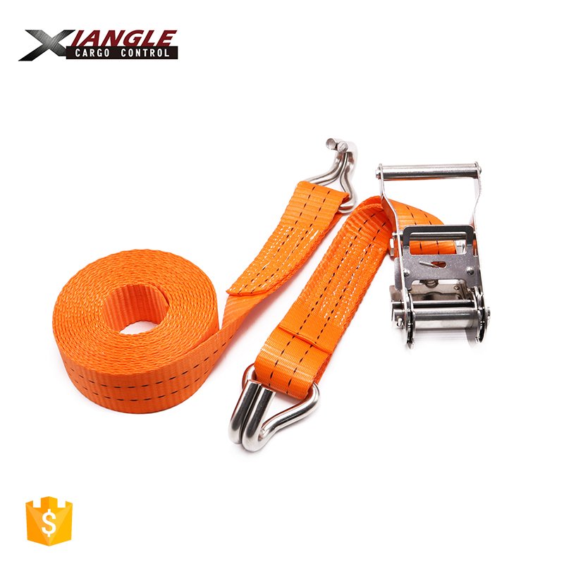 1.5''38mm 2000kgs Stainless Steel Ratchet Buckle Cargo Lashing Belt Transport Heavy Duty Ratchet Tie Down Straps W/ Claw Hooks
