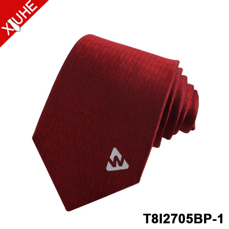 Wholesale Design Mens Necktie Custom LOGO Red Color Tie Mens Woven Polyester Custom Ties