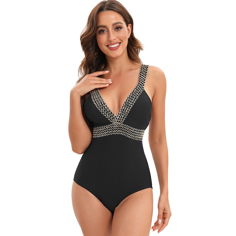 JSN71007 Hot Sale Deep V Neck Bathing Suit 2022 Beachwear Sexy Swim Suit One Piece Swimsuits High Cut Swimwear Women