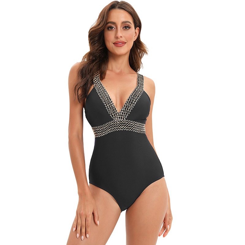 JSN71007 Hot Sale Deep V Neck Bathing Suit 2022 Beachwear Sexy Swim Suit One Piece Swimsuits High Cut Swimwear Women