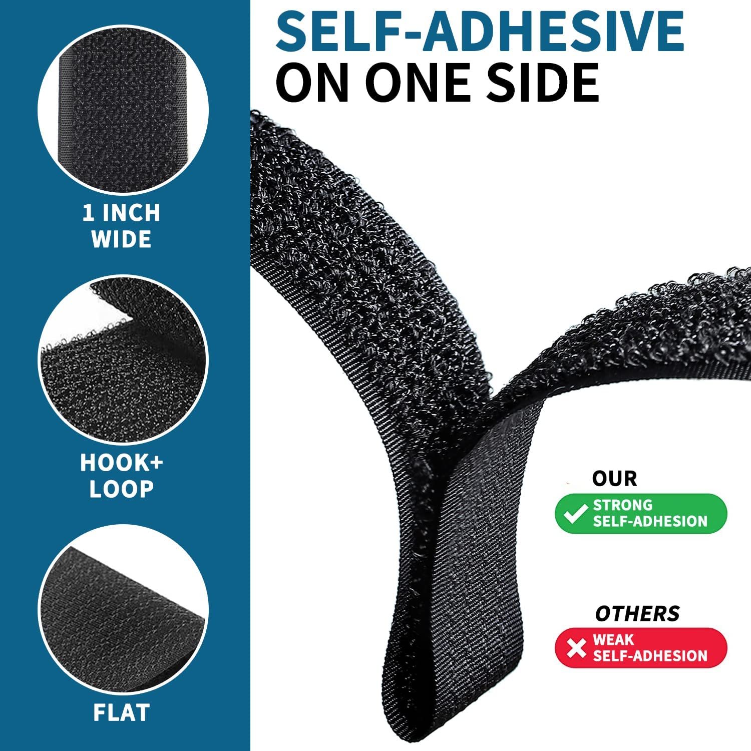 Best Seller Nylon One-Sided Self-Adhesive Hook and Loop Buckle Heat Resistant Free Cut Velcro for Shoes Cable Tie Apparel