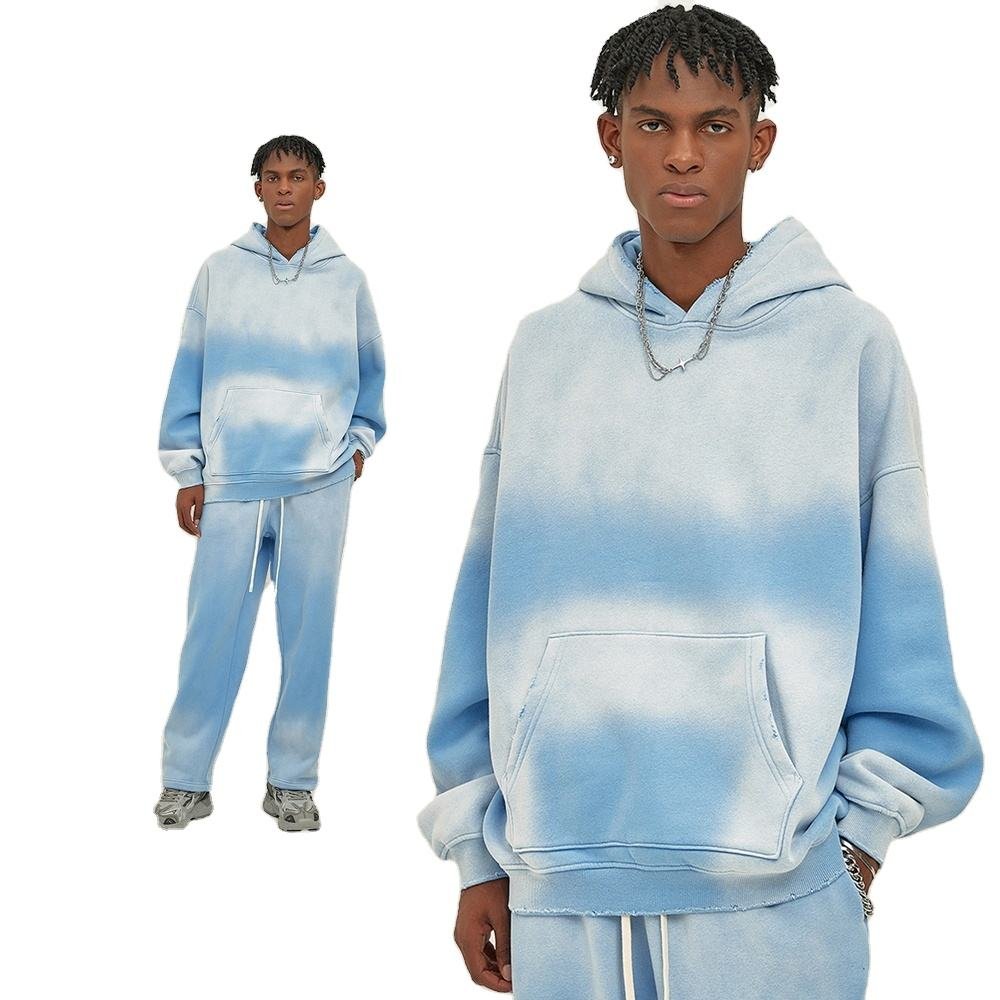 Wholesale High Quality Custom Logo Tie Dye 360 GSM Heavyweight Oversized Wash Fleece Pullover Hoodies
