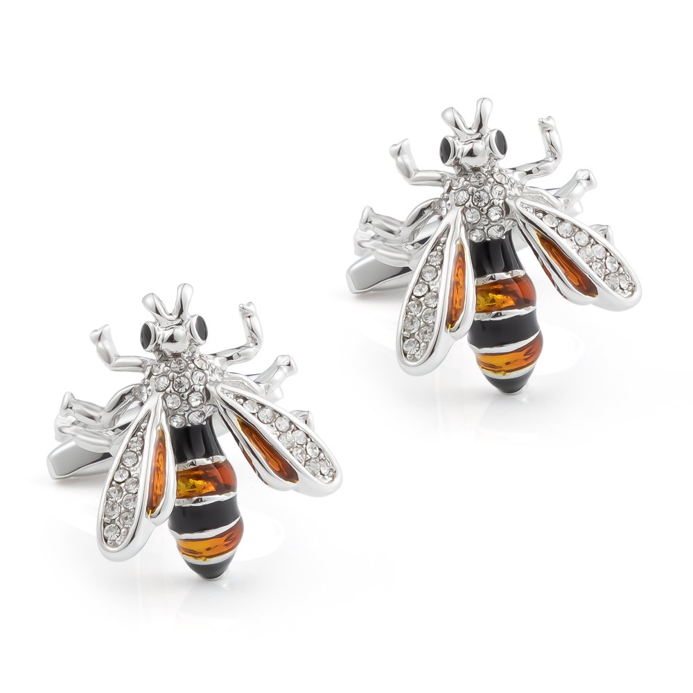 High-end luxury classic French new animal crystal diamond bee mens cufflinks jewelry for shirt