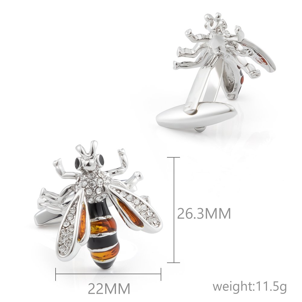 High-end luxury classic French new animal crystal diamond bee mens cufflinks jewelry for shirt