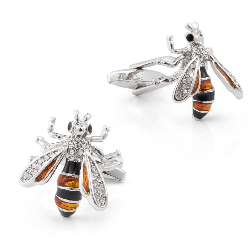 High-end luxury classic French new animal crystal diamond bee mens cufflinks jewelry for shirt