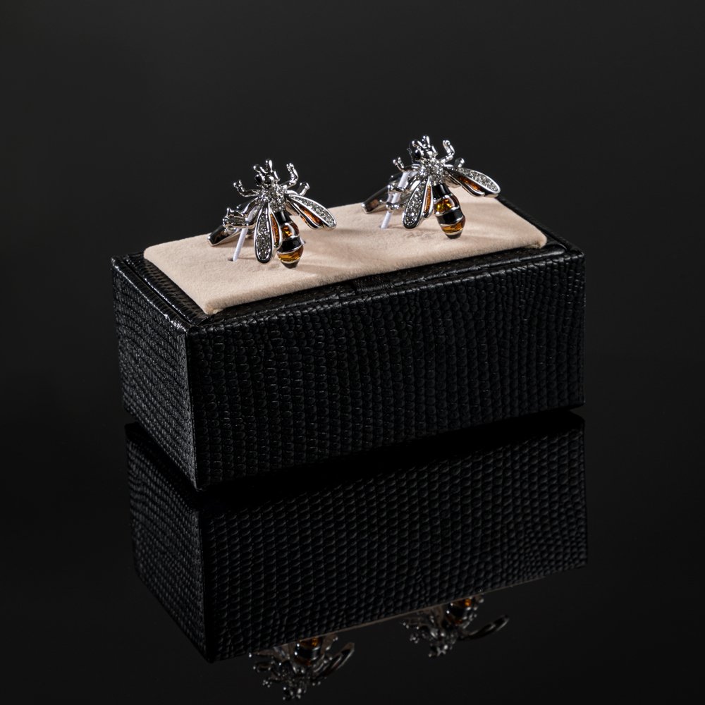 High-end luxury classic French new animal crystal diamond bee mens cufflinks jewelry for shirt
