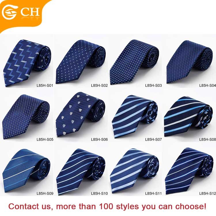 Wholesale High Quality 100% Silk Necktie Navy Blue Striped Wholesale Silk Neck Ties For Business Men