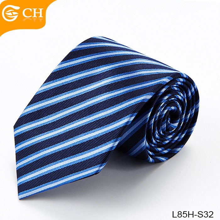 Wholesale High Quality 100% Silk Necktie Navy Blue Striped Wholesale Silk Neck Ties For Business Men