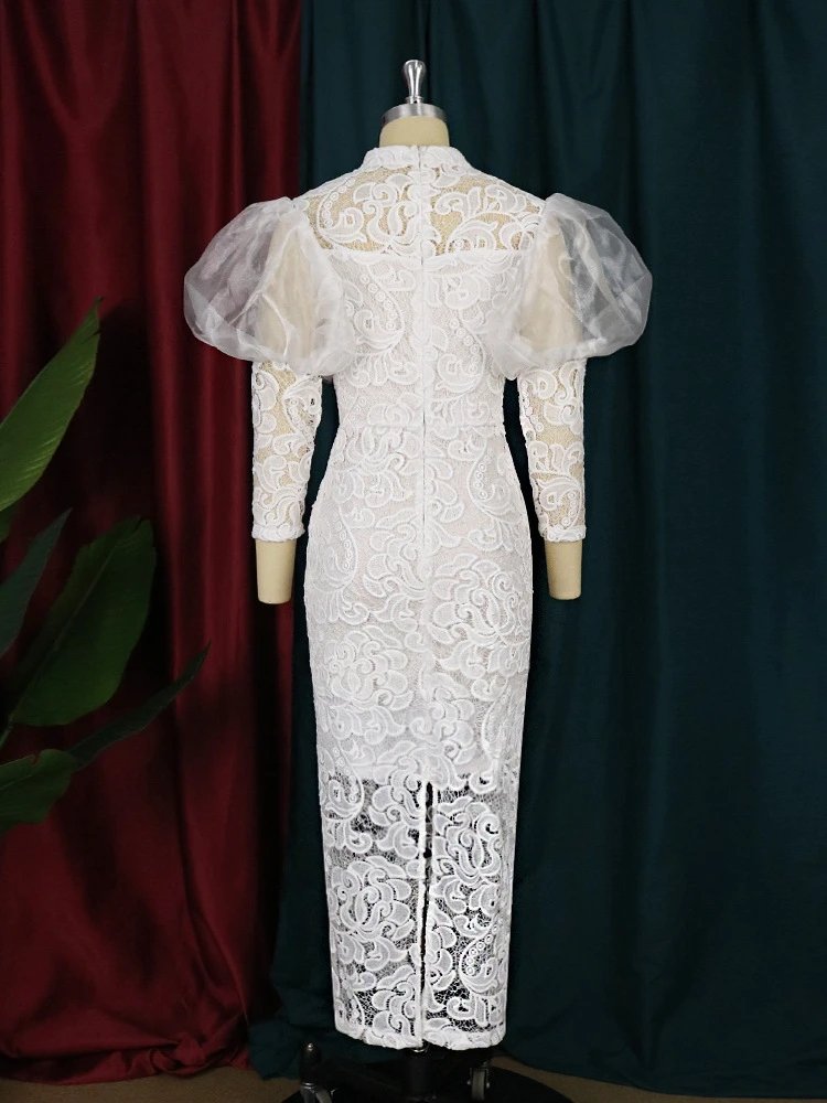Elegant African Lace Dresses for Women Plus Size Bodycon Sexy Maxi Dress Dashiki Ankara Wedding Party Gown Outfits 2023 New Robe