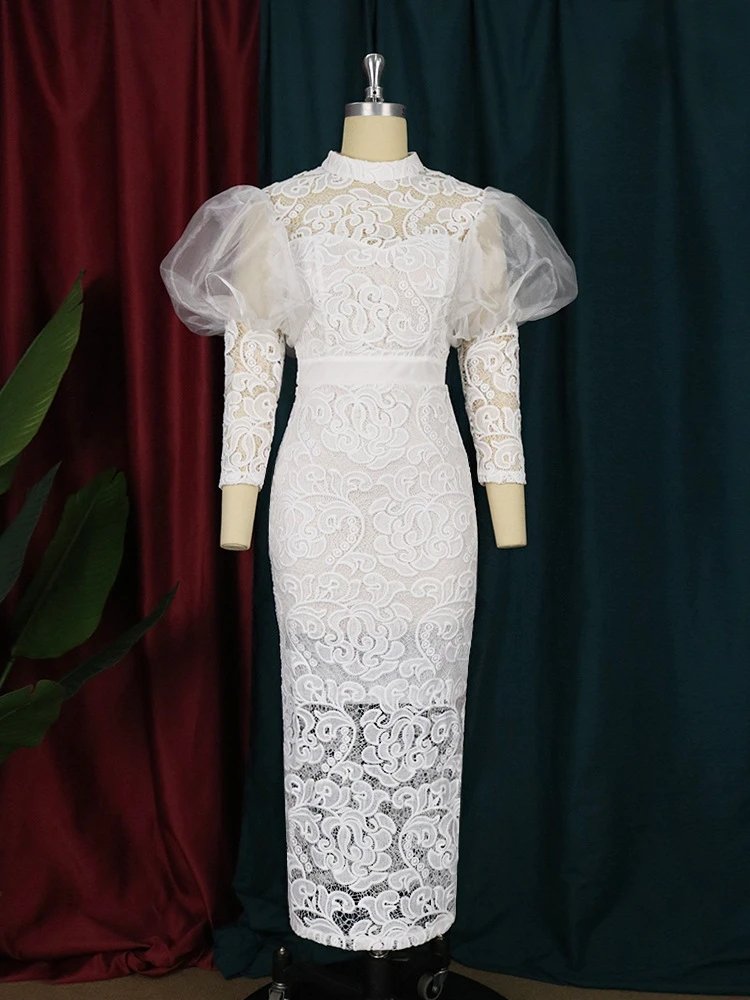 Elegant African Lace Dresses for Women Plus Size Bodycon Sexy Maxi Dress Dashiki Ankara Wedding Party Gown Outfits 2023 New Robe