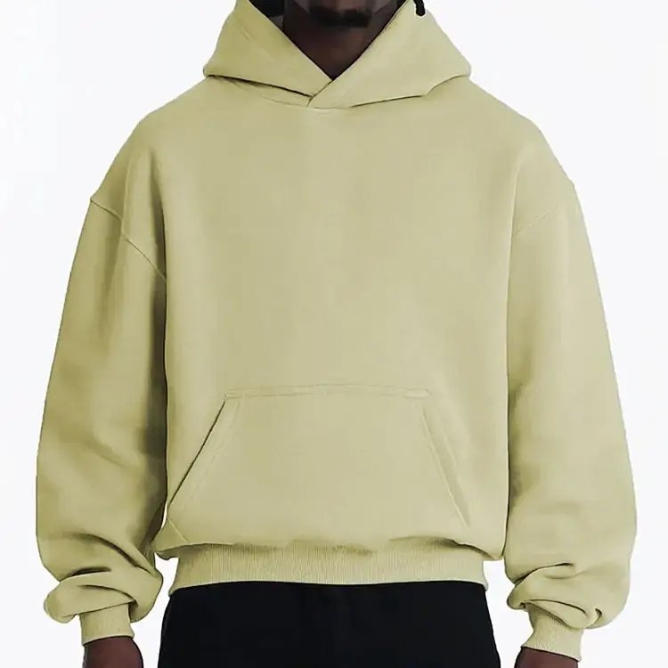 Custom Logo Streetwear Heavyweight Fleece Hoodies for Men 100% Cotton Cropped Blank Hoodie