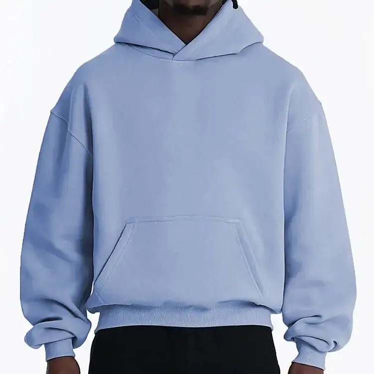Custom Logo Streetwear Heavyweight Fleece Hoodies for Men 100% Cotton Cropped Blank Hoodie