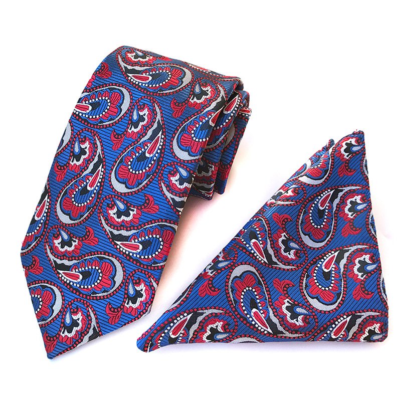Paisley necktie hanky set , polyester tie pocket square set for men