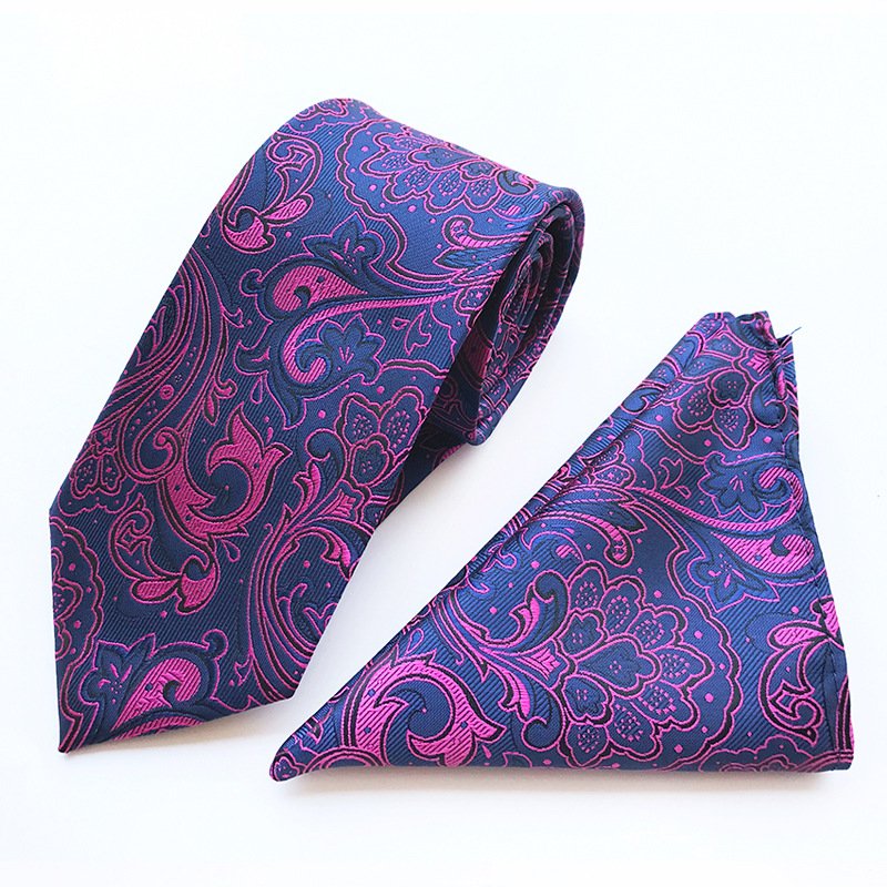 Paisley necktie hanky set , polyester tie pocket square set for men