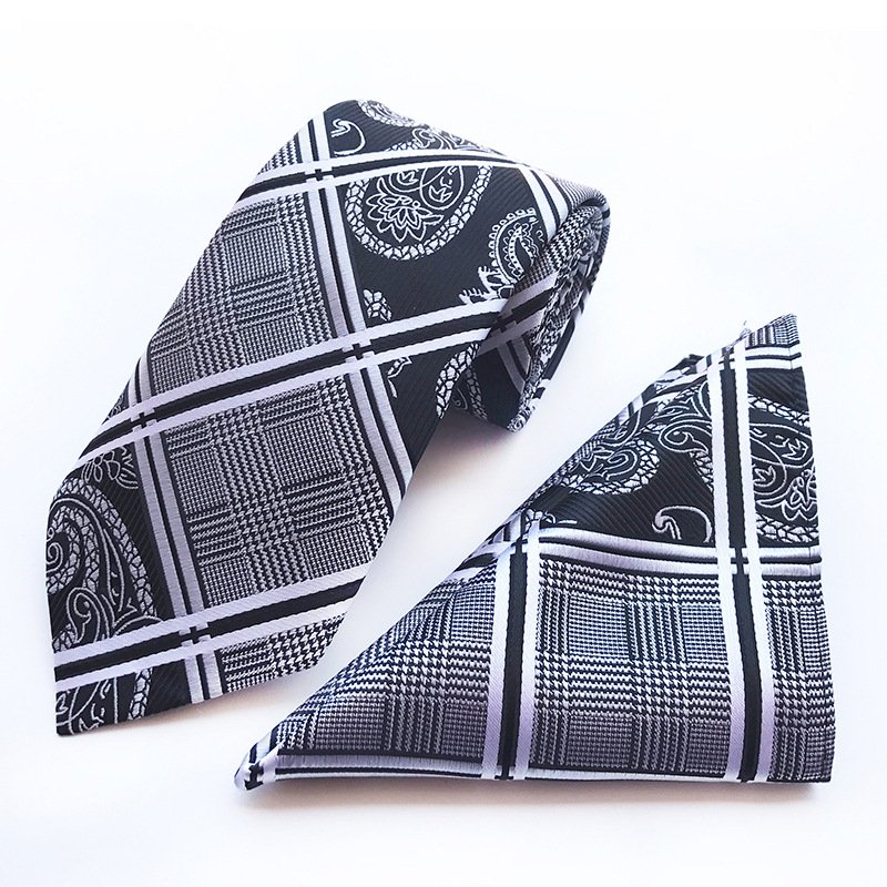 Paisley necktie hanky set , polyester tie pocket square set for men